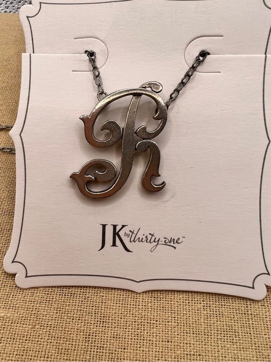 JK Thirty One Jewelry - “R” - Pewter Initial necklace- by Jk Thirty One